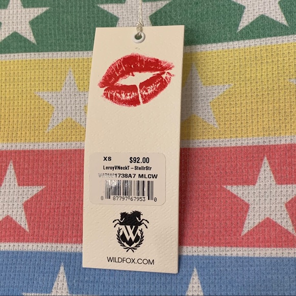 Wildfox Pullover 3/4Sleeve Stars MultiColor V-Neck - Picture 7 of 13